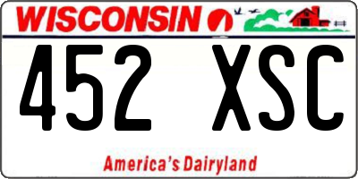 WI license plate 452XSC