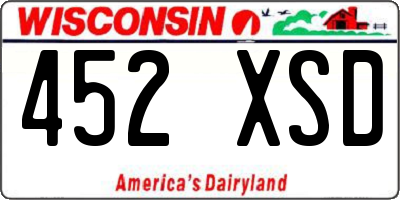 WI license plate 452XSD