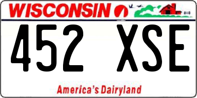 WI license plate 452XSE