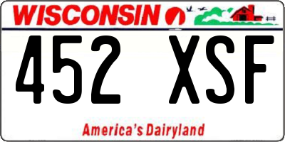 WI license plate 452XSF