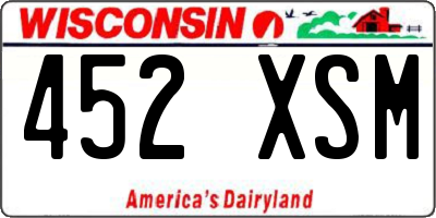 WI license plate 452XSM