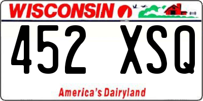 WI license plate 452XSQ