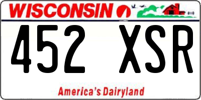 WI license plate 452XSR
