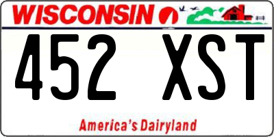 WI license plate 452XST