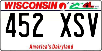 WI license plate 452XSV