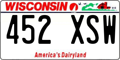 WI license plate 452XSW