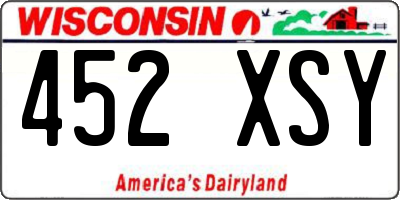 WI license plate 452XSY
