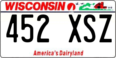 WI license plate 452XSZ