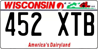 WI license plate 452XTB