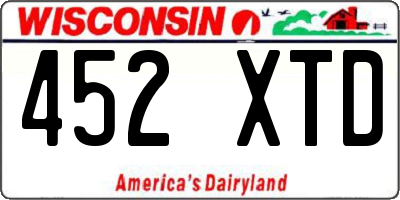 WI license plate 452XTD