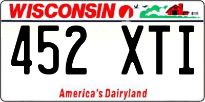 WI license plate 452XTI
