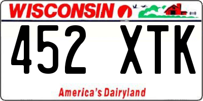 WI license plate 452XTK