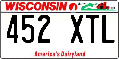 WI license plate 452XTL
