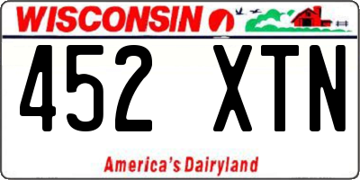 WI license plate 452XTN