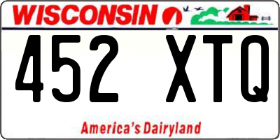 WI license plate 452XTQ