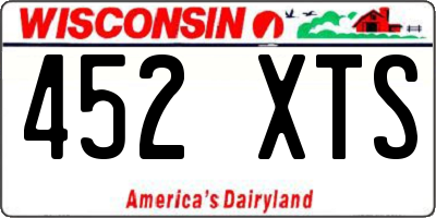 WI license plate 452XTS