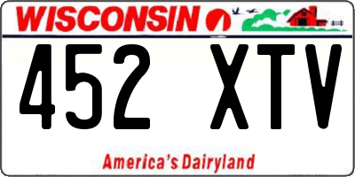 WI license plate 452XTV