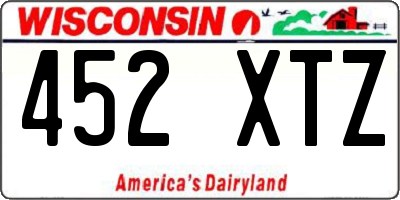 WI license plate 452XTZ