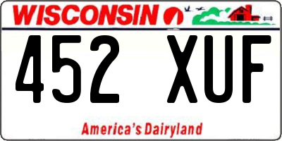 WI license plate 452XUF