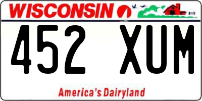 WI license plate 452XUM