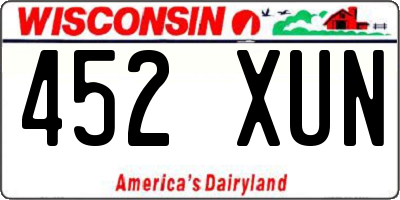 WI license plate 452XUN