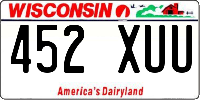WI license plate 452XUU