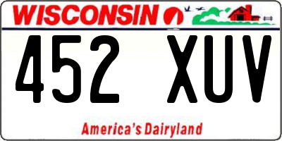 WI license plate 452XUV