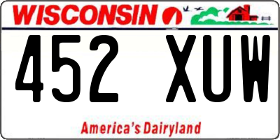 WI license plate 452XUW