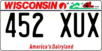 WI license plate 452XUX