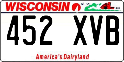 WI license plate 452XVB