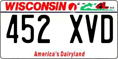 WI license plate 452XVD