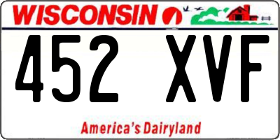 WI license plate 452XVF