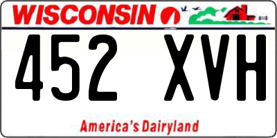 WI license plate 452XVH