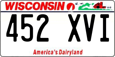 WI license plate 452XVI