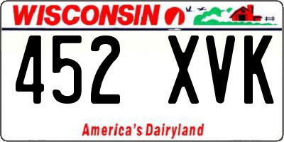 WI license plate 452XVK