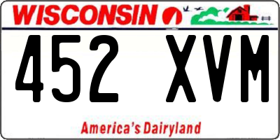WI license plate 452XVM