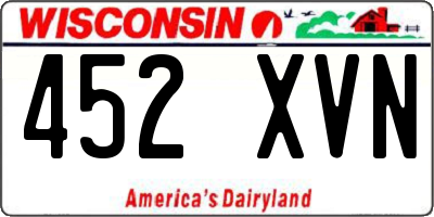 WI license plate 452XVN