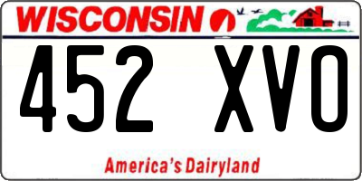 WI license plate 452XVO