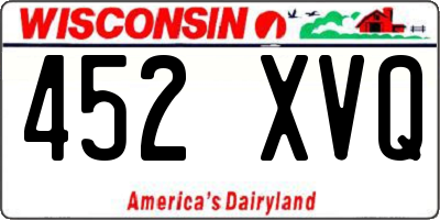 WI license plate 452XVQ