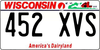 WI license plate 452XVS