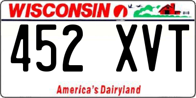 WI license plate 452XVT