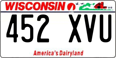 WI license plate 452XVU