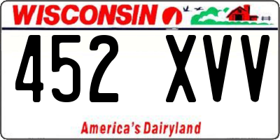 WI license plate 452XVV