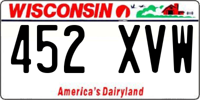 WI license plate 452XVW