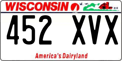 WI license plate 452XVX