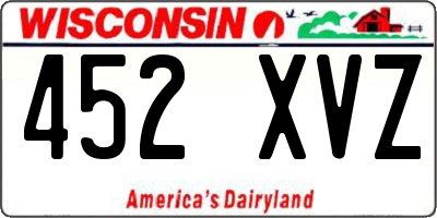 WI license plate 452XVZ