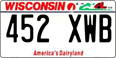 WI license plate 452XWB