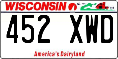 WI license plate 452XWD