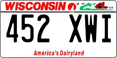 WI license plate 452XWI