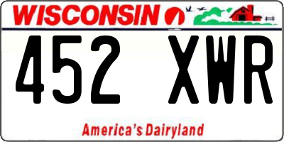 WI license plate 452XWR
